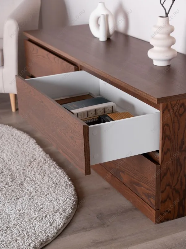 Комод Варма Прайм, 4 ящика, горизонтальный, 160х54х48 см, шпон натурального дерева, ясень коричневый | изображение 4