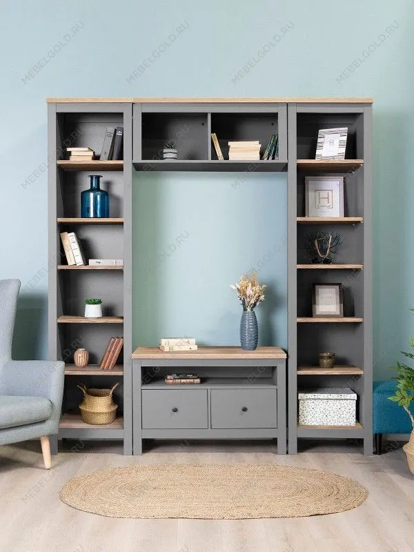 Полка навесная Сага, 2 секции, серая/ясень | изображение 3