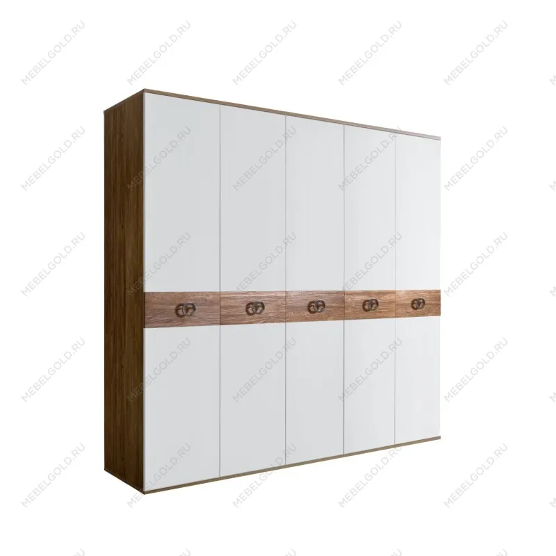 Шкаф 5-ти дв. Bogemia Woodline Wood Fi (Белый/Хром) БМШ2/5(Wo)