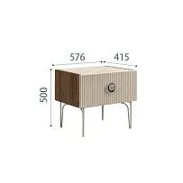 Тумба прикроватная Bogemia Woodline Fi (Шелк) (Novabuk/Хром) БМТП-1