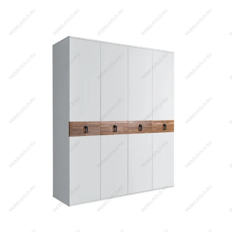 Шкаф 4-х дв. Bogemia Wood Fa (Белый/Черный) БМШ2/4(Wo)