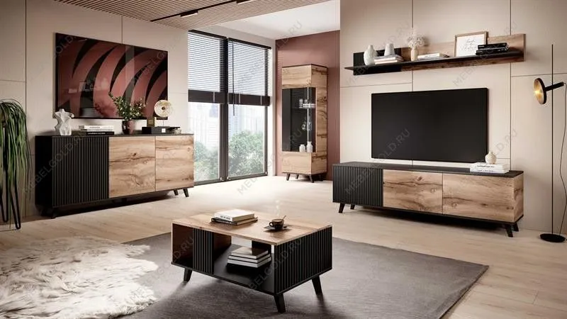 Тумба под телевизор Halmar RANDOM RTV-2 (дуб вотан/черный) | изображение 1