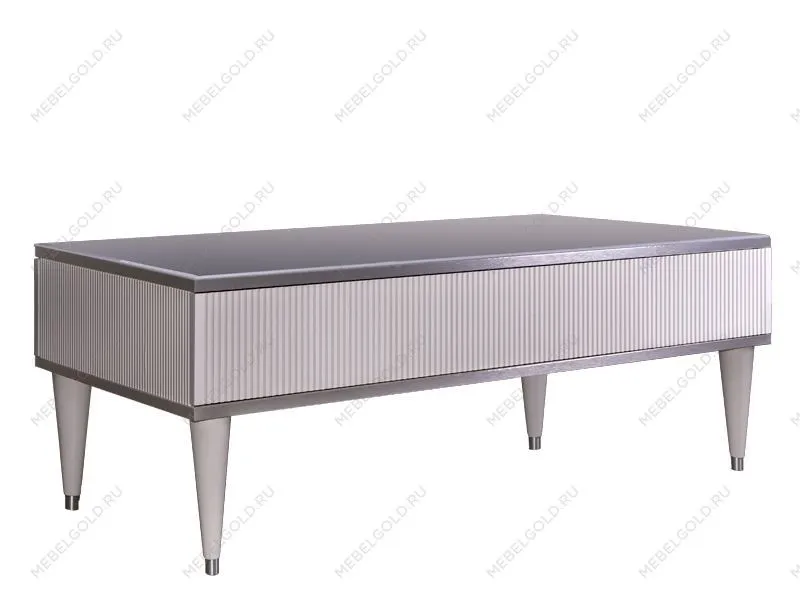 Журнальный столик с ящиком Римини СОЛО (Белый/Серебро) РМСТ-2(s)