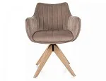 Стул кухонный Signal AZALIA D Velvet Bluvel 40 поворотный (темно-бежевый/дуб) | изображение 1