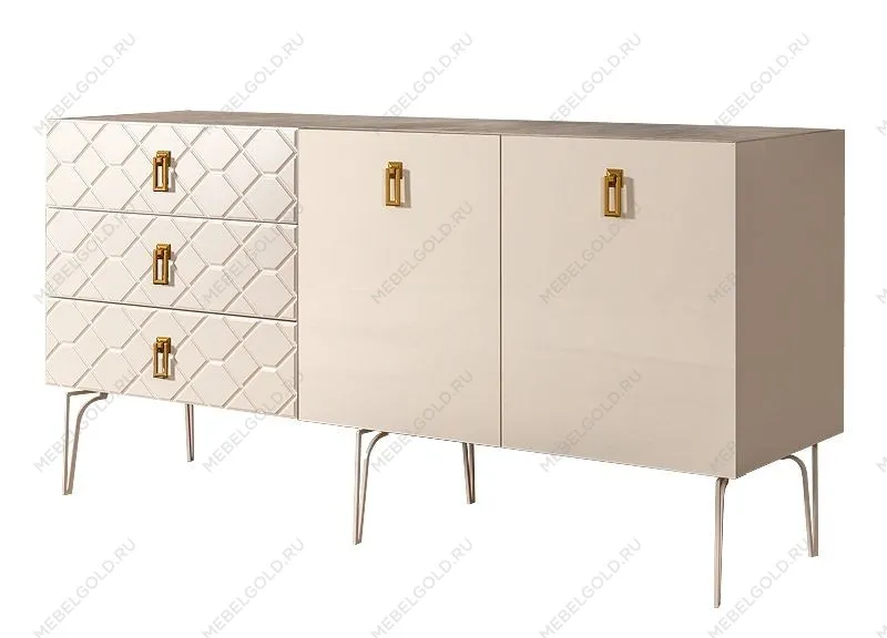Комод 1.6м Bogemia Farfalle (Слоновая кость) (Novabuk/Золото) БМКМ-4(Fa)