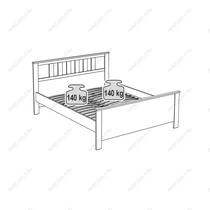 САГА кровать двойная 160х200 белая | изображение 2