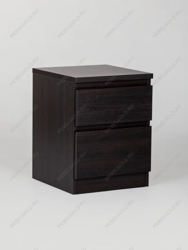 Тумба прикроватная Кастор, 2 ящика, 40х37х49 см, черно-коричневая, дуб венге | изображение 1