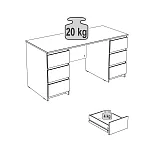 КАСТОР (KULLEN) стол письменный 6 ящиков 151х65 серый | изображение 3