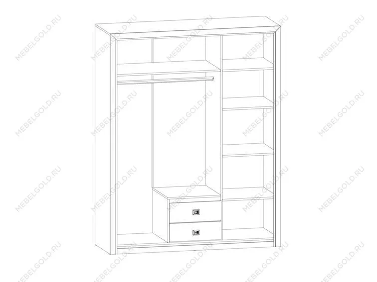 Шкаф платяной Коен SZF 3D2S Венге/Штрокс (NEW) | изображение 1