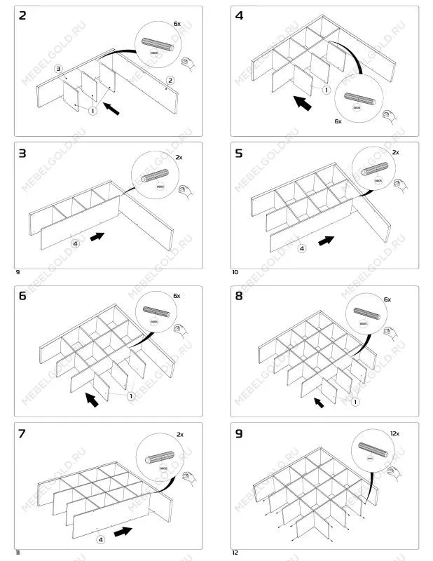 Стеллаж Фора, 16 полок, 147x147х38 см, белый | изображение 12