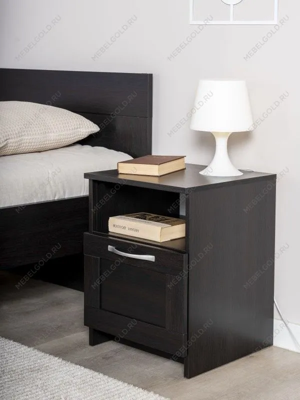 Тумба прикроватная Сириус, 1 ящик, 41х39х53с м, дуб венге, черно-коричневая | изображение 1