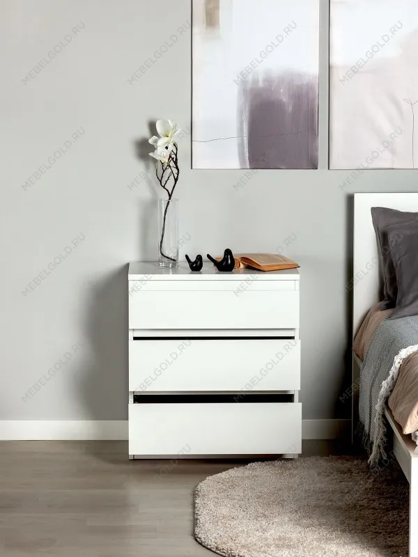 Комод Кастор, 3 ящика, 65х40х71 см, белый | изображение 3