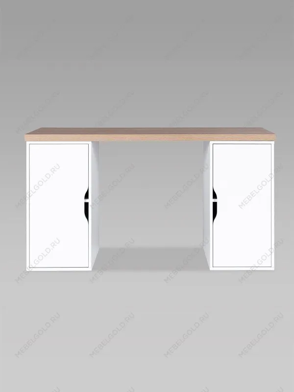Стол письменный Ингар, с двумя дверцами, 140x75x55, белый, столешница дуб беленый | изображение 5