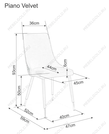 Стул кухонный Signal PIANO Velvet (серый/черный/золотой) | изображение 6