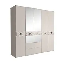 Шкаф 5-ти дверный с зеркалами, с ящиками, Bogemia Farfalle (Шелк/Хром) БМШ1/51(Fa)