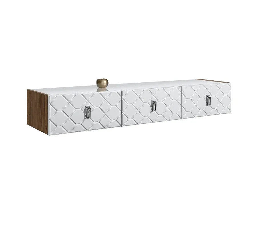 Тумба телевизионная 1.6м Bogemia Woodline Fly Fa (Белый) (Lakobel/Хром) БМТ-1