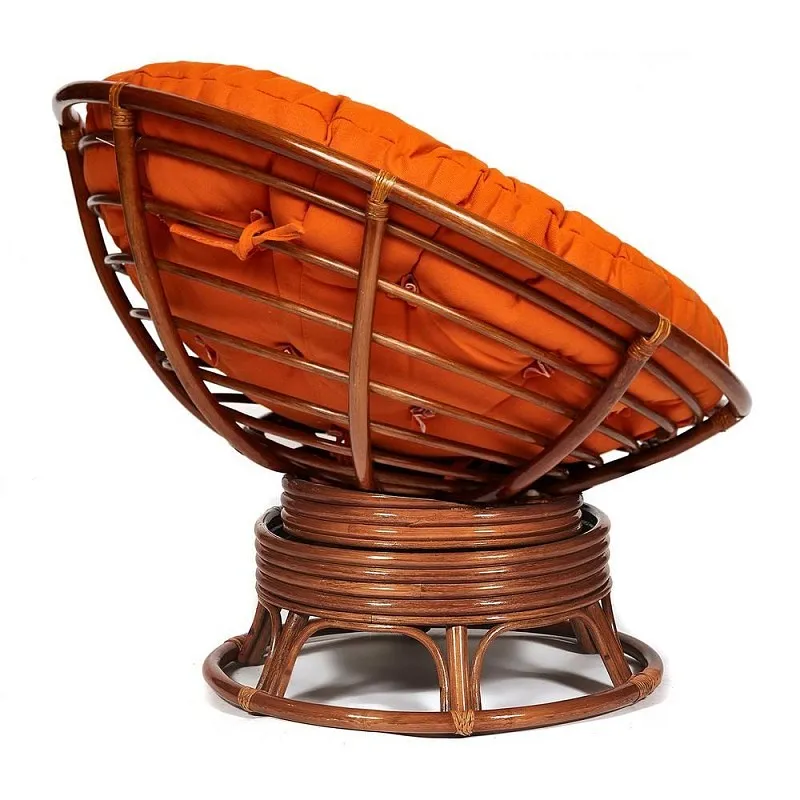 Кресло-качалка Papasan с подушкой Орех, ткань, оранжевый | изображение 7