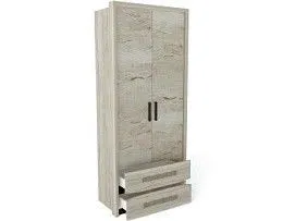 Шкаф 2-х дверный с декоративным обкладом, Мале (992*544*2316) Дуб галифакс белый