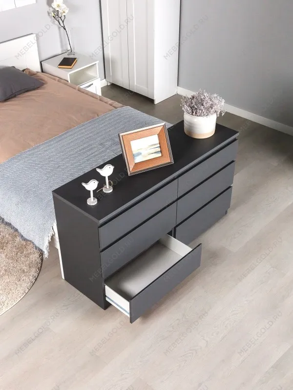 Комод Кастор, 6 ящиков, 129х40х71 см, серый | изображение 4