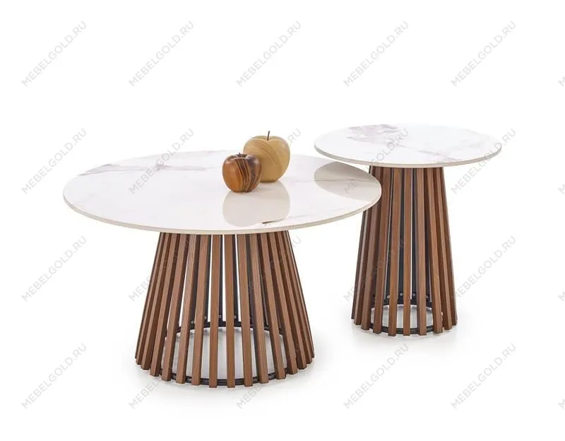 Стол журнальный Halmar CARINA (бежевый мрамор/орех) | изображение 7