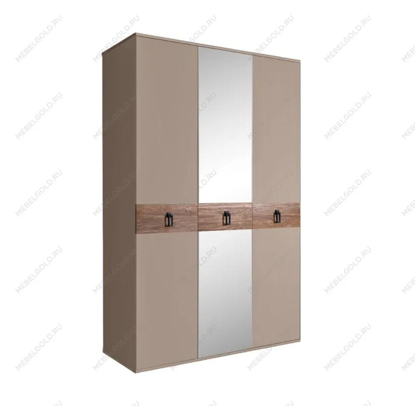 Шкаф 3-х дверный с зеркалом Bogemia Wood Fa (Мокка/Черный) БМШ1/3(Wo)