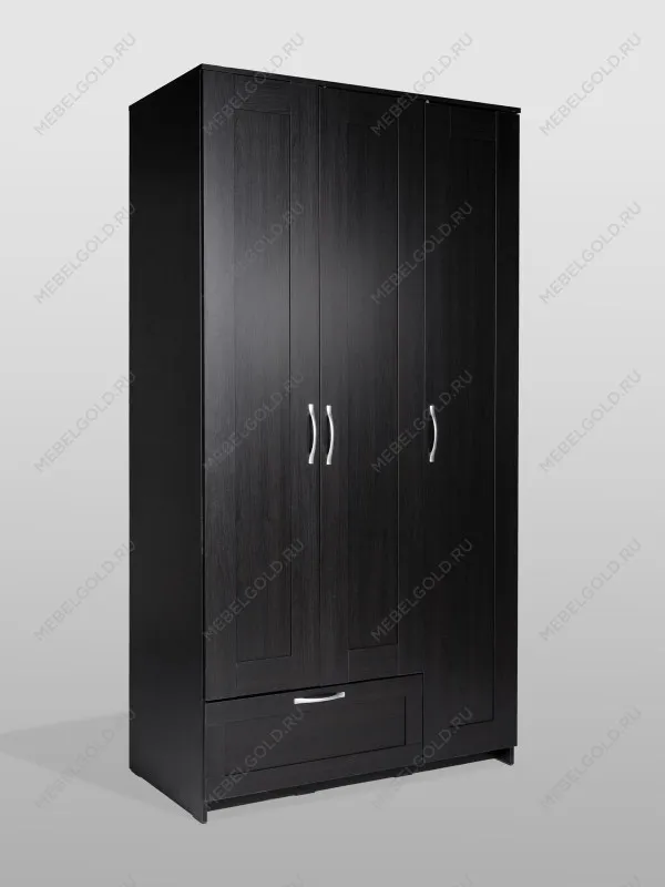 Шкаф Сириус, 3 двери и 1 ящик, 117х59х220 см, черно-коричневый, дуб венге | изображение 12