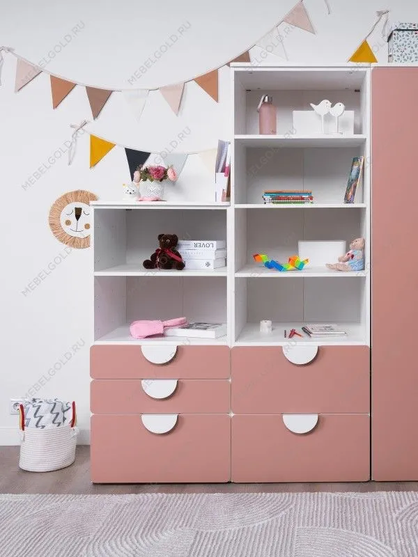 Стеллаж Пикси, с двумя выдвижными ящиками 60x57x180, мечтательный пион | изображение 7