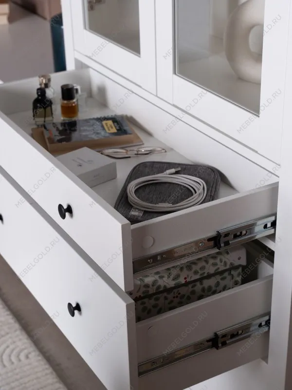 Шкаф с витриной Сага, 90х41х215 см, белый | изображение 7