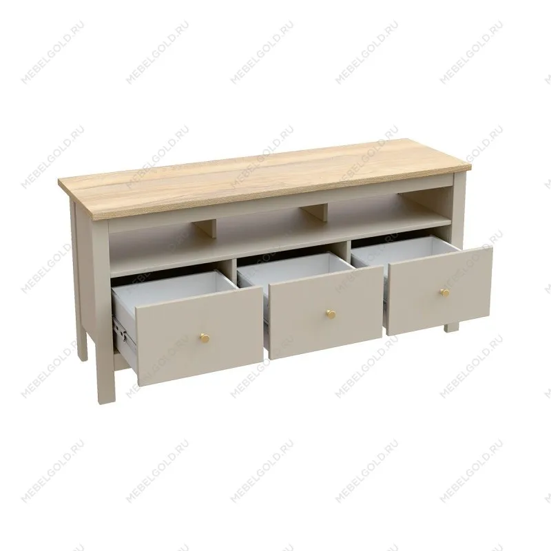Тумба ТВ Сага, 3 ящика, 131х42х63 см, кашемир/ясень | изображение 1