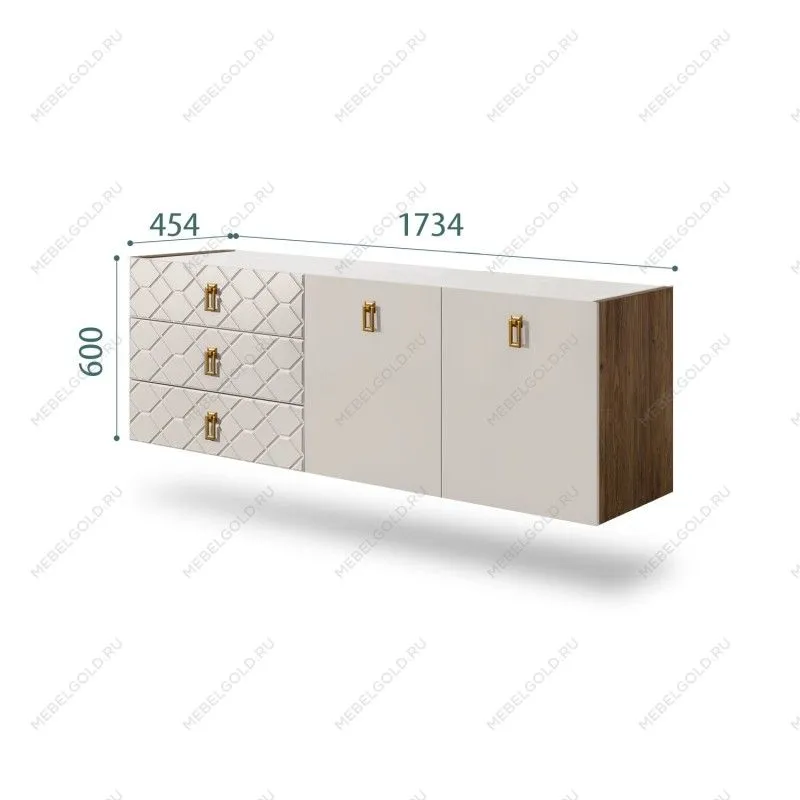 Комод 1.6м Bogemia Woodline Fly Fa (Шелк) (Novabuk/Золото) БМКМ-4