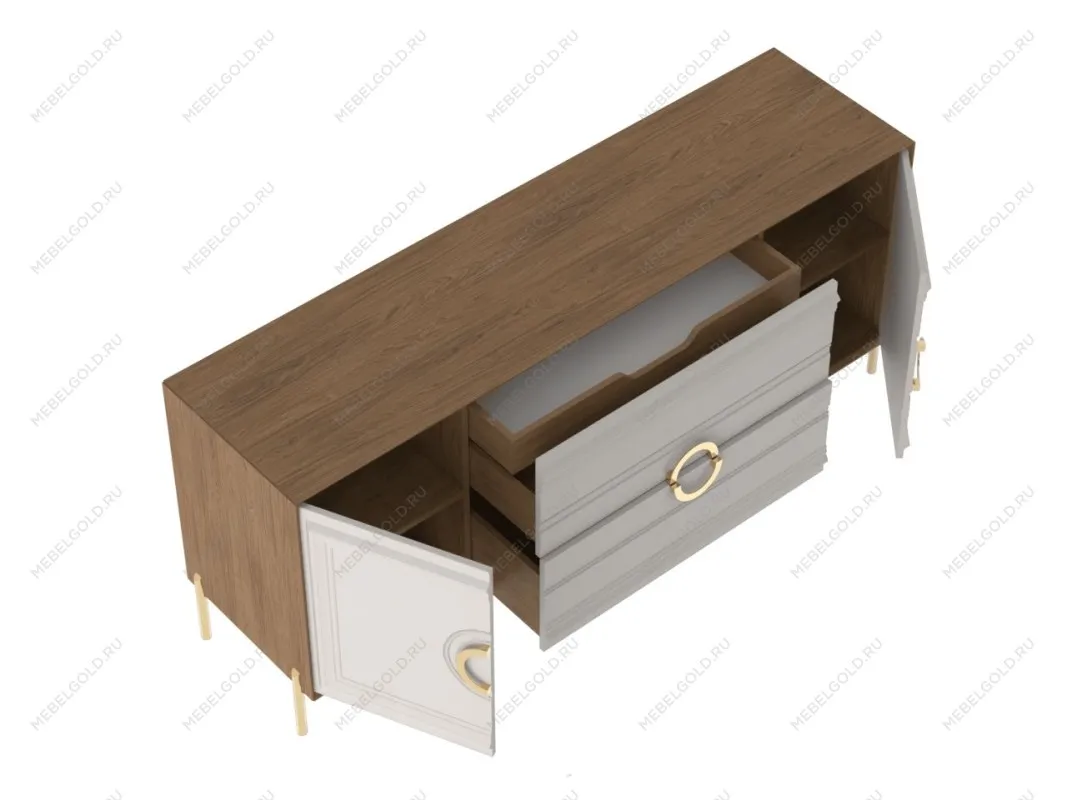 Комод широкий, Палермо (1824*472*782) Дуб Каселла коричневый/Экокожа Мокко, 12807 | изображение 2