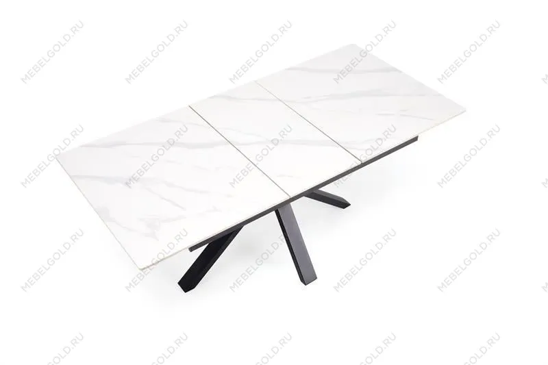 Стол обеденный Halmar PLATAN 140 (белый мрамор/черный) | изображение 3