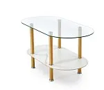 Стол журнальный Halmar DUCAT (белый мрамор/прозрачный/золотой) | изображение 3