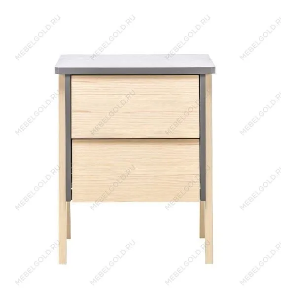 Тумбочка Сканди 2 ящ. (Натуральное дерево/серый ясень) | изображение 3
