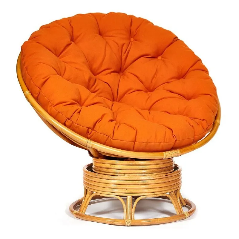 Кресло-качалка Papasan с подушкой Светлый мед, ткань, оранжевый