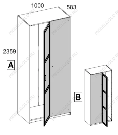 Шкаф угловой ПАКС (PAX) 100/56, белый/орех элия светлый | изображение 2