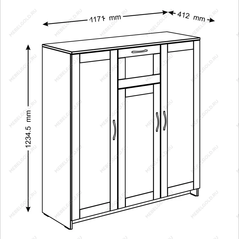 Тумба Сириус 3 двери, 1 ящик, 117х41х124 см, белая | изображение 11