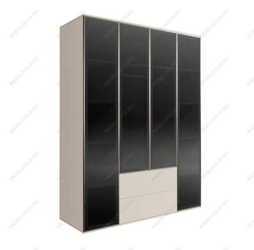 Шкаф 4-х дв. с ящиками Bogemia Air (Слоновая кость/Серебро) БМШ2/42(4)