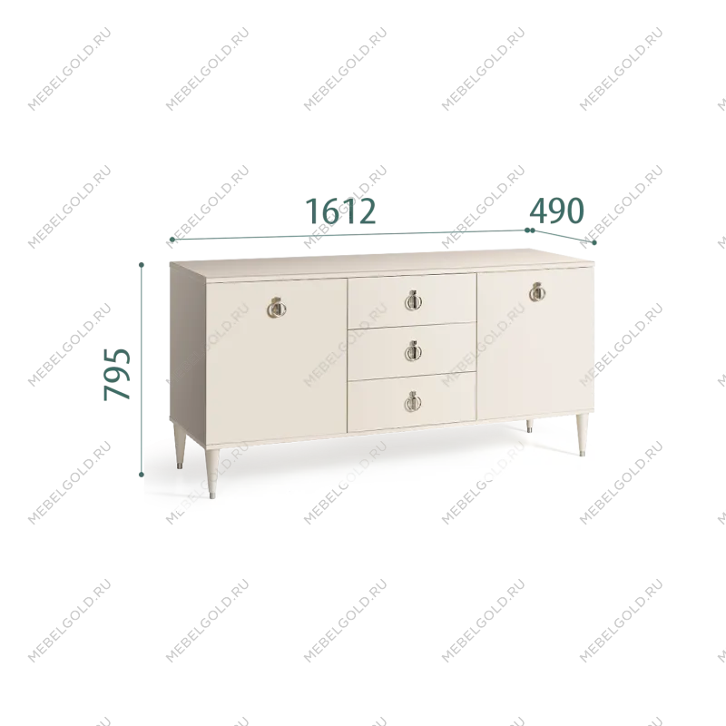 Комод для гостиной 1.6 Римини (Слоновая кость/Серебро) РМКМ-4
