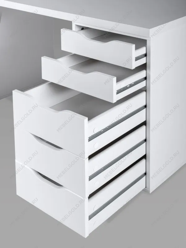 Стол письменный Ингар, с дверцей и 5 ящиками, 140x75x55, белый | изображение 16
