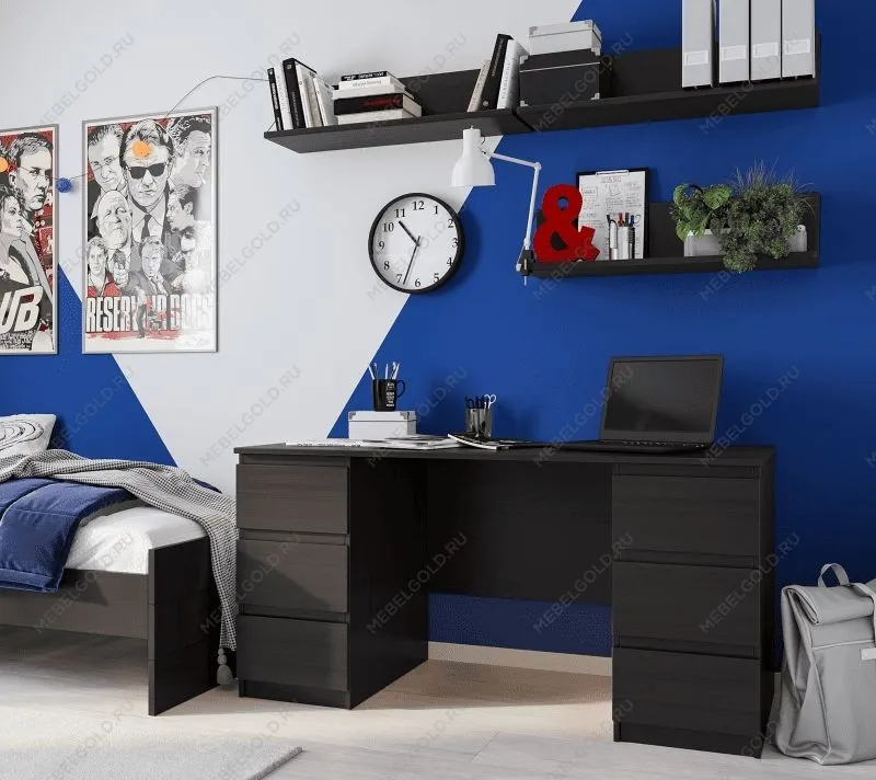 КАСТОР (KULLEN) стол письменный ИКЕА / IKEA 6 ящиков 151х65 Дуб Венге | изображение 4