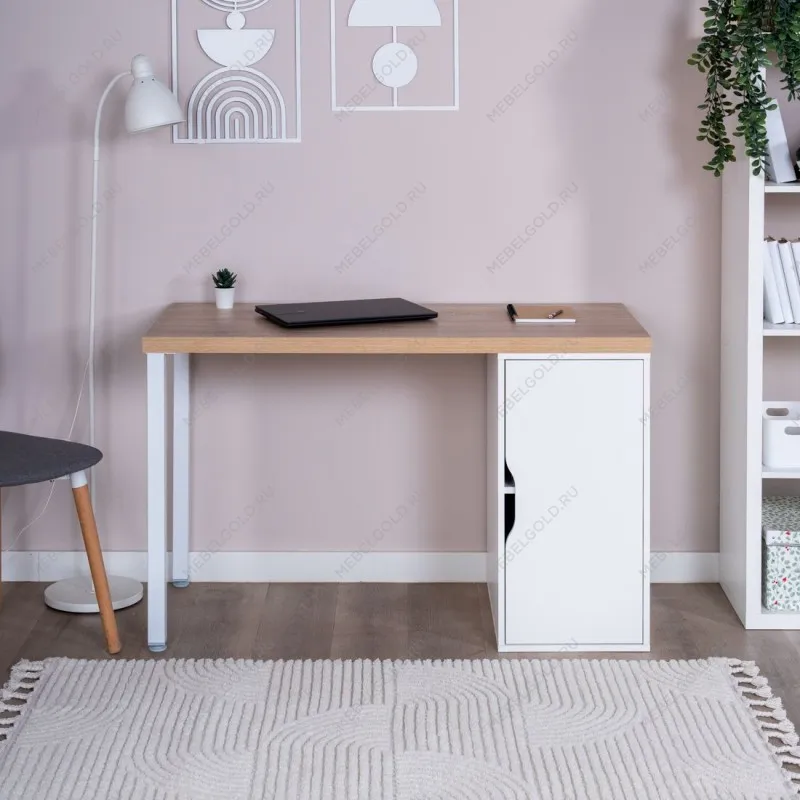 ИНГАР 1/ДВ/T стол письменный 120x75x55, дуб беленый/белый | изображение 3