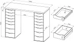 Стол письменный Ингар, 16 ящиков, 140х106х55 см, дуб беленый | изображение 17