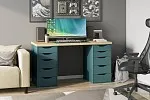 Стол письменный Ингар, 10 ящиков, 140х75х55 см, серо-бирюзовый, столешница дуб беленый | изображение 8