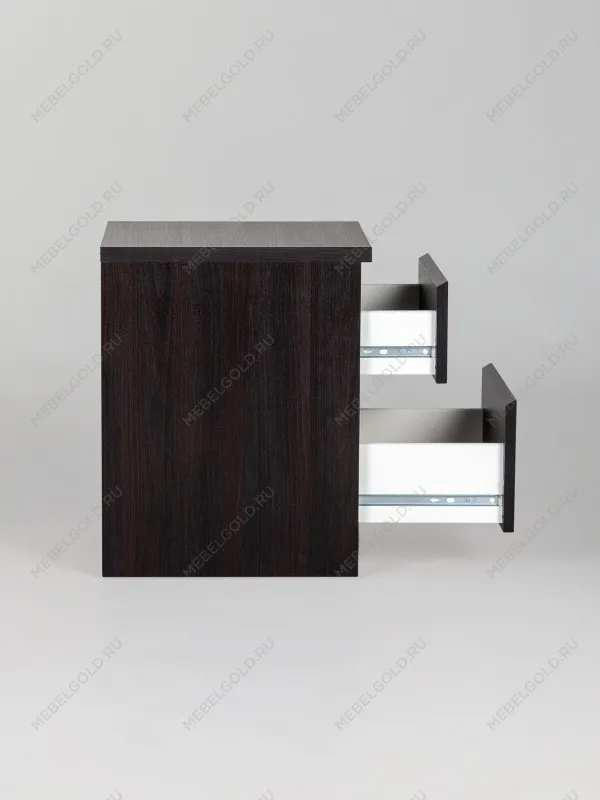 Тумба прикроватная Кастор, 2 ящика, 40х37х49 см, черно-коричневая, дуб венге | изображение 4