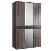 Шкаф 3-х дверный с зеркалом Римини СОЛО (Орех империя/Серебро) РМШ1/3(s)