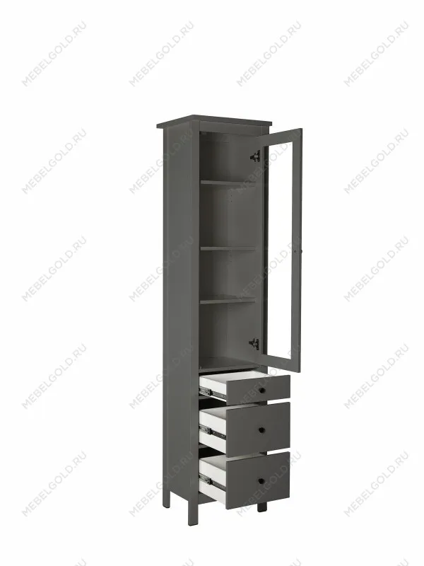 Шкаф с витриной Сага, 50х41х215 см, серый | изображение 13