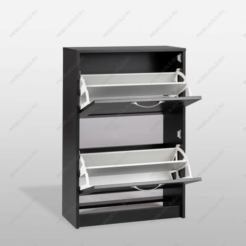 Обувница Сириус с 2 откидными ящиками, 60 х 25 х 89 см, черно-коричневая, ЛДСП, дуб венге | изображение 5