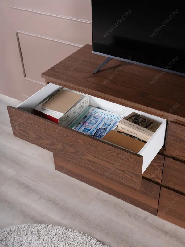 Комод Варма Прайм, 6 ящиков, горизонтальный, 160х77х48 см, шпон натурального дерева, ясень коричневый | изображение 5