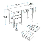 САГА стол письменный 120х56 темно-бирюзовый/ясень | изображение 2